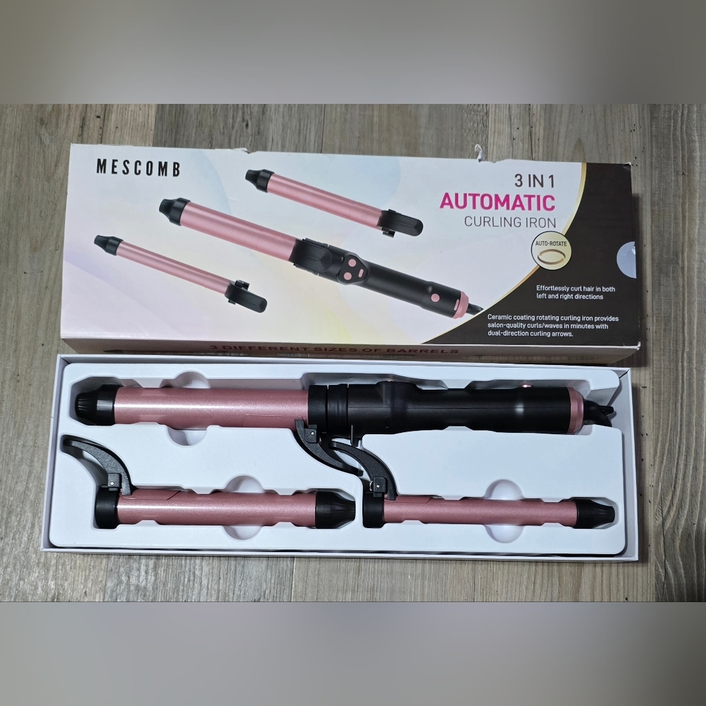 Mescomb 3-in-1 Automatic Curling Iron - Pink and Black